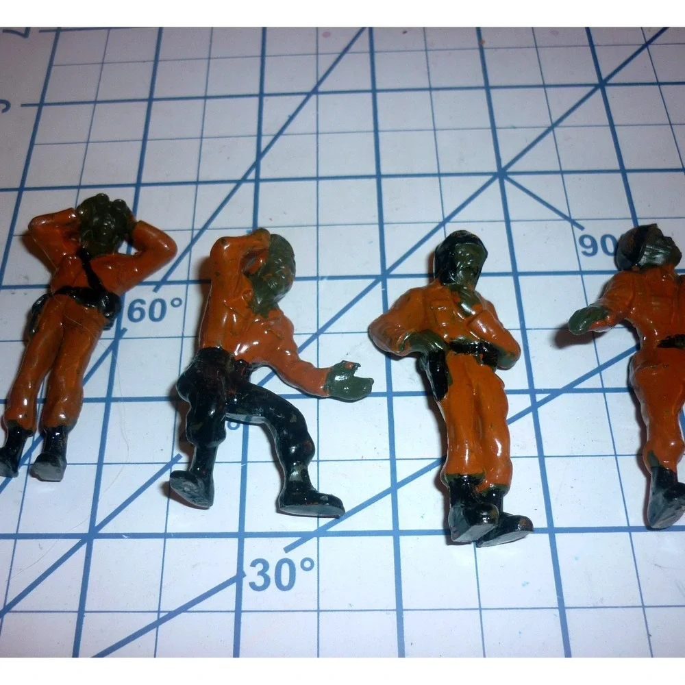 Vintage Starlux France Plastic Jet Pilot Aviator Figures Lot 6 Orange Suit